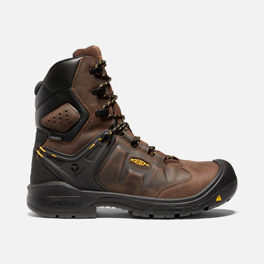 Botas de Trabajo Keen Mexico Marrom - Hombre Dover 8\" Waterproof (Carbon-Fiber Toe) - HN7058231